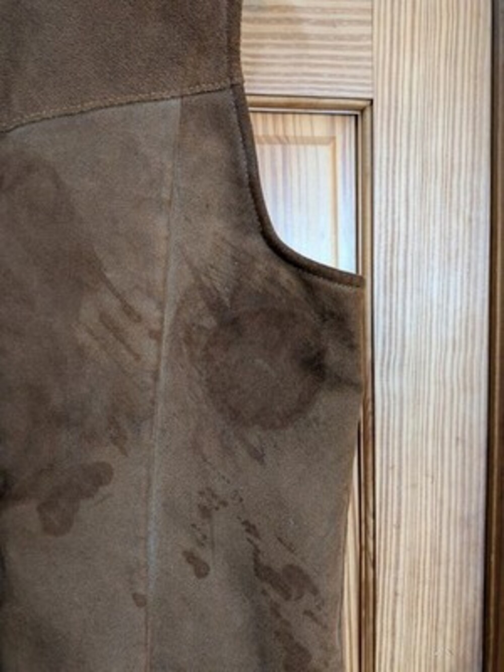 VTG Suede Leather Sherpa Vest Mens 44 SIMCO Brown Lined Snap Western FLAWED - Picture 11 of 12